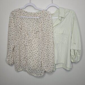 Max Studio light tones blouse lot classic preppy floral size xl
